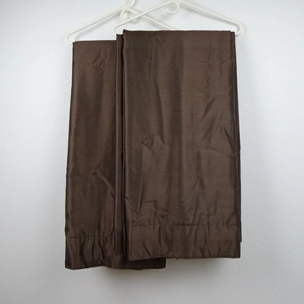 Drapery Set Long Brown Lined TWO Panels 50 x 108